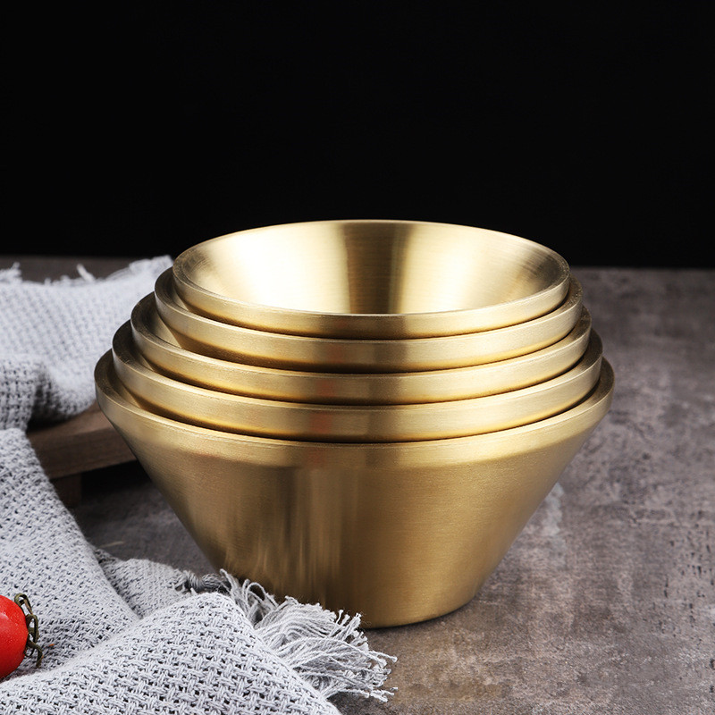 Dviejų sluoksnių V formos ryžių salotų dubuo korėjietiškas 304 nerūdijančio plieno ramen makaronų dubenys, apsaugantys nuo nuplikimo virtuvės reikmenys