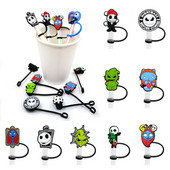 Helovino šiaudų silikoniniai patarimai Geriamasis dulkių dangtelis Kalėdų košmaras Daugkartinio naudojimo taškams atsparūs kištukai Uždengti Vakarėlio šiaudų puošmena