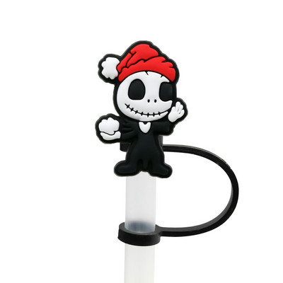 Helovino šiaudų silikoniniai patarimai Geriamasis dulkių dangtelis Kalėdų košmaras Daugkartinio naudojimo taškams atsparūs kištukai Uždengti Vakarėlio šiaudų puošmena