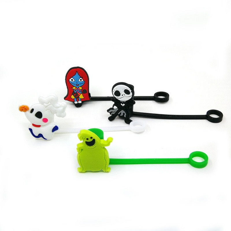 Helovino šiaudų silikoniniai patarimai Geriamasis dulkių dangtelis Kalėdų košmaras Daugkartinio naudojimo taškams atsparūs kištukai Uždengti Vakarėlio šiaudų puošmena