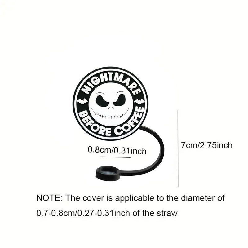 Helovino šiaudų silikoniniai patarimai Geriamasis dulkių dangtelis Kalėdų košmaras Daugkartinio naudojimo taškams atsparūs kištukai Uždengti Vakarėlio šiaudų puošmena