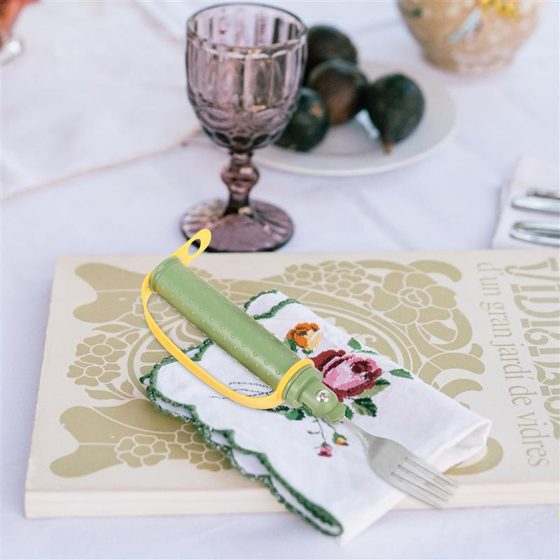 Prisitaikantis indų kelioninių stalo įrankių rinkinys senjorams šakutė Neslysta prisitaikanti šakutė neįgaliesiems stalo reikmenys