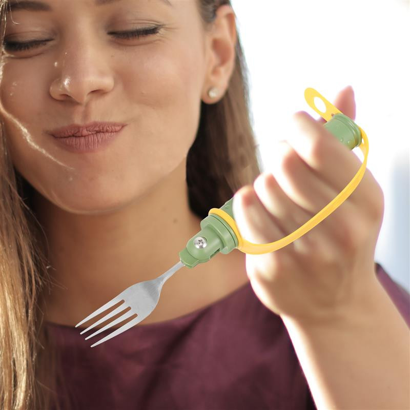 Prisitaikantis indų kelioninių stalo įrankių rinkinys senjorams šakutė Neslysta prisitaikanti šakutė neįgaliesiems stalo reikmenys