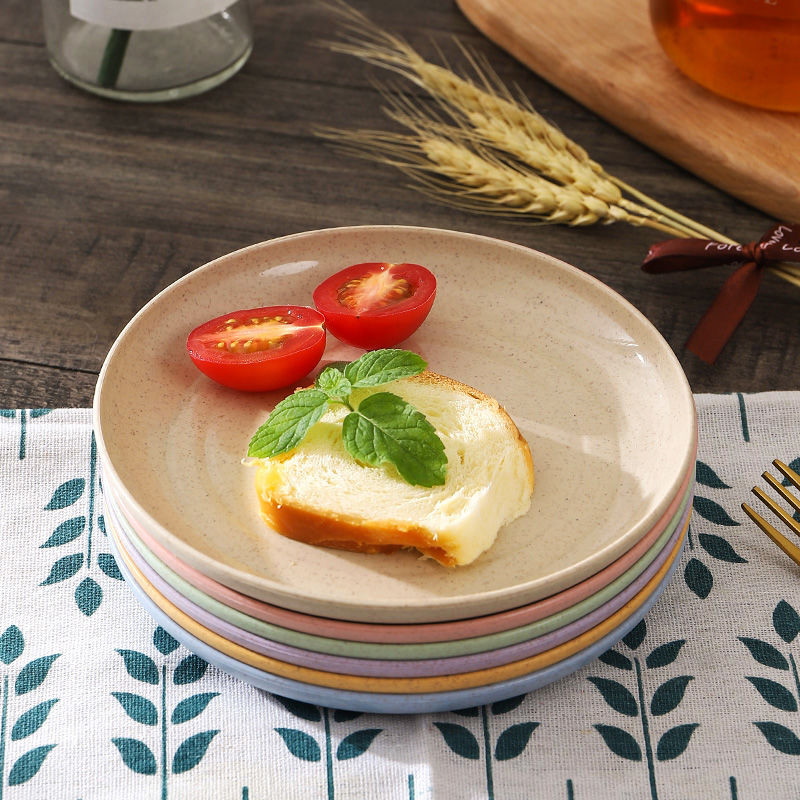 3 τεμ/σετ Στρογγυλά πιάτα με άχυρο σιταριού Άθραυστα ελαφριά πιάτα φαγητού για φαγητό στο σπίτι για πικ-νικ Φρούτα σνακ Παιδική σαλάτα