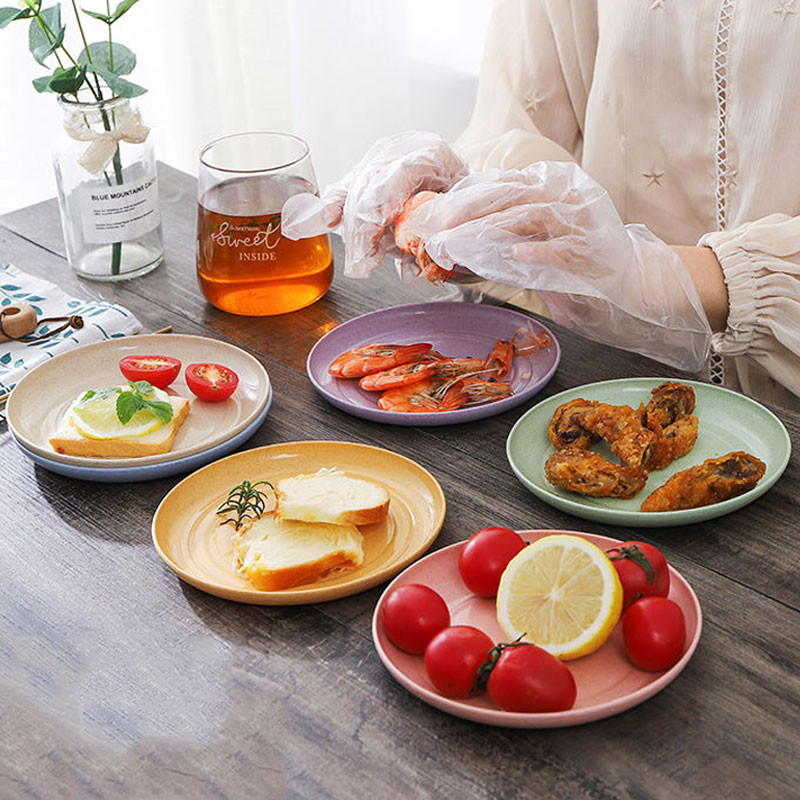 3 τεμ/σετ Στρογγυλά πιάτα με άχυρο σιταριού Άθραυστα ελαφριά πιάτα φαγητού για φαγητό στο σπίτι για πικ-νικ Φρούτα σνακ Παιδική σαλάτα