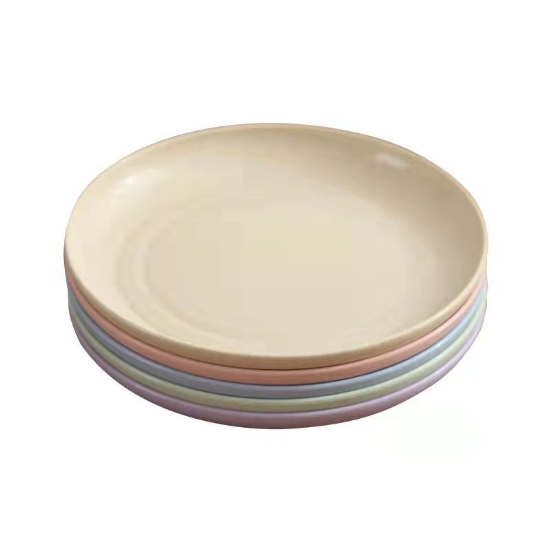 3 τεμ/σετ Στρογγυλά πιάτα με άχυρο σιταριού Άθραυστα ελαφριά πιάτα φαγητού για φαγητό στο σπίτι για πικ-νικ Φρούτα σνακ Παιδική σαλάτα