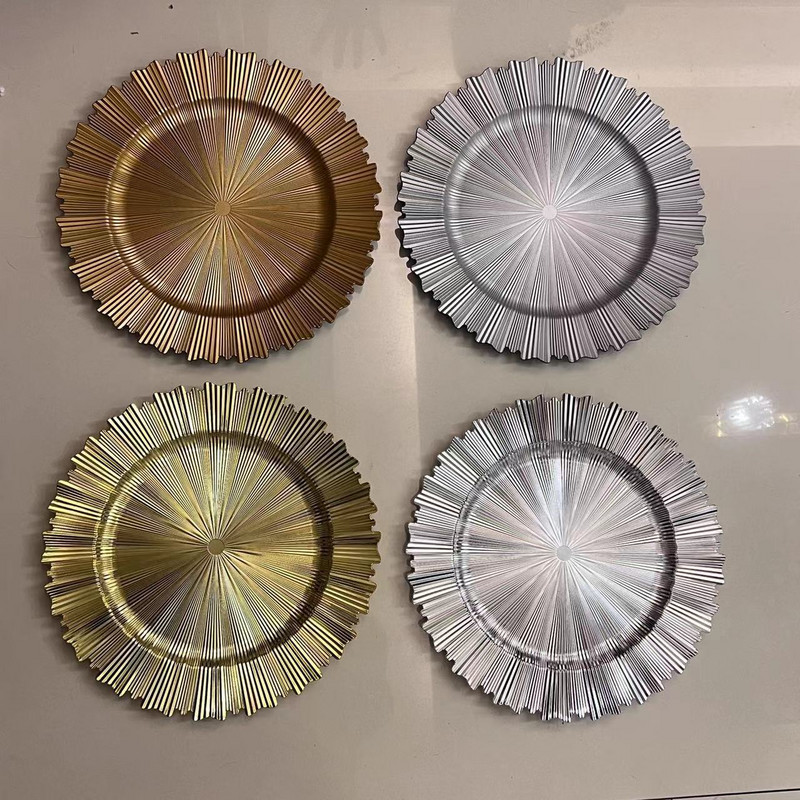 13 hüvelykes galvanizált műanyag szabálytalan tányér Esküvői Szállodai Partyasztal Étel Gyümölcsök Kenyér Kijelző Dekoratív szalvéta tányér