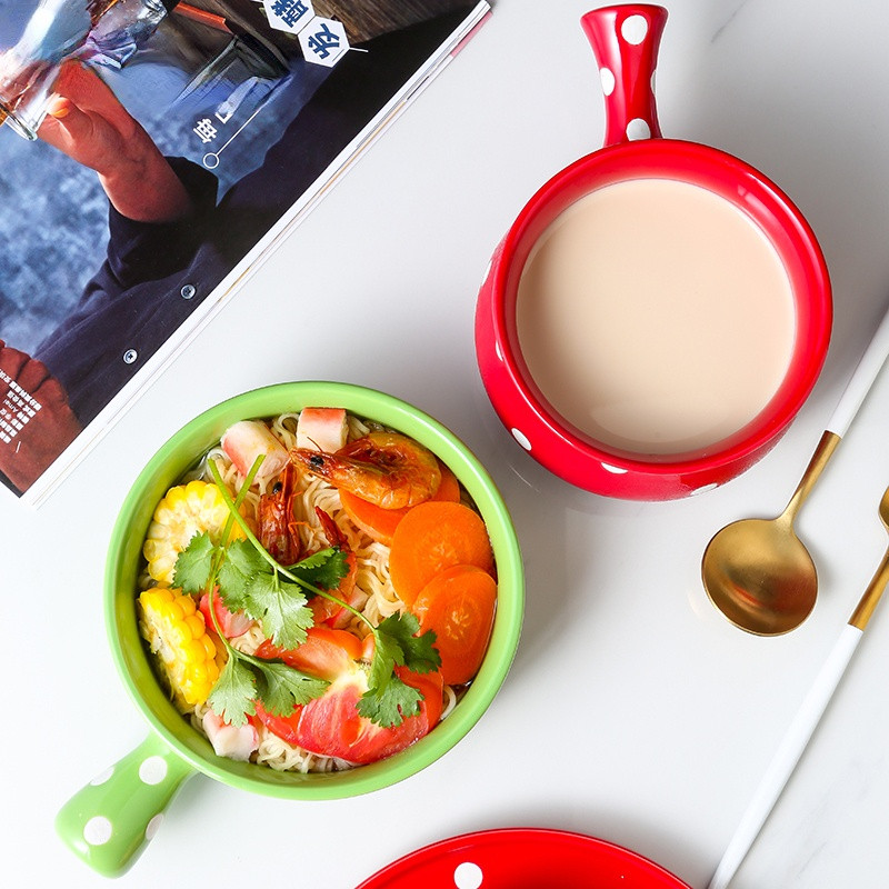 Japoniškas keramikinis pusryčių dubuo su rankena Mikrobangų krosnelės įrankiai Ramen dubuo salotų lėkštės Indai Kepimo dubenys Virtuvės indai