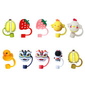 Cartoon õlgedest dekoratiivne pistik korduvkasutatav silikoonist õlest tolmukindel kate, pestav 5–10 mm peentele kingituste tassitarvikutele