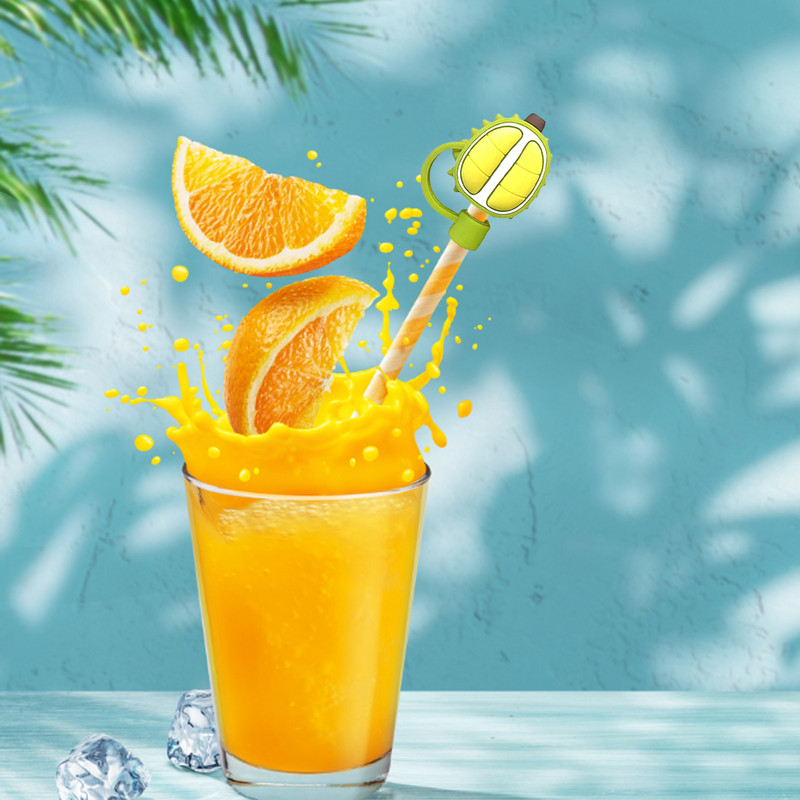 Cartoon õlgedest dekoratiivne pistik korduvkasutatav silikoonist õlest tolmukindel kate, pestav 5–10 mm peentele kingituste tassitarvikutele