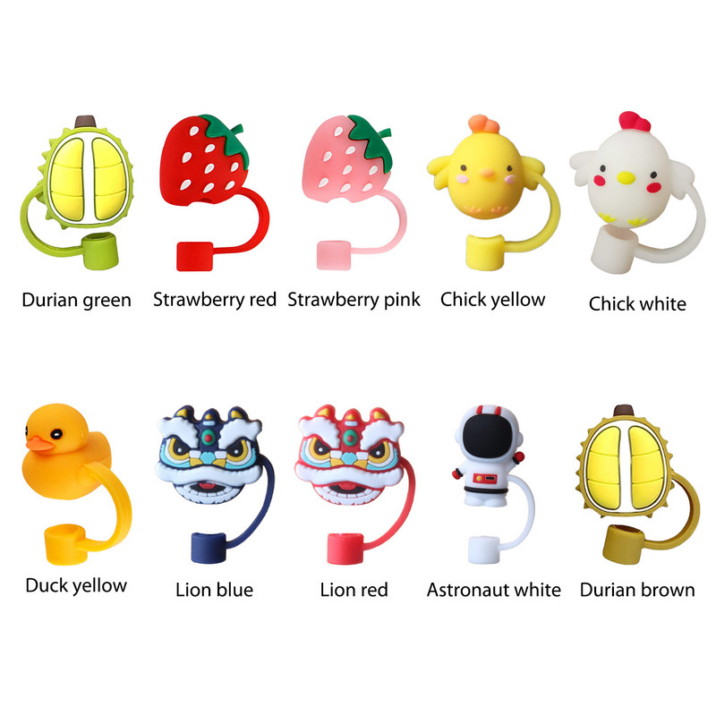 Cartoon õlgedest dekoratiivne pistik korduvkasutatav silikoonist õlest tolmukindel kate, pestav 5–10 mm peentele kingituste tassitarvikutele