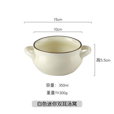 Dvigubos rankenos keraminės sriubos dubuo Restoranas Ryžių desertinis dubuo Pudingo dubuo Mini kepimo forma Orkaitės kepimo puodelis pudingo indai