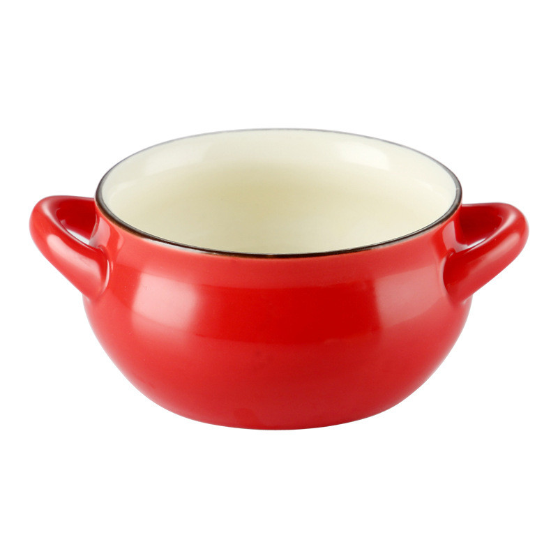 Dupla fogantyús kerámia levesestál Étterem Rizses desszerttál Pudingtál Mini sütőforma Sütősütő pohár pudingos étkészlet