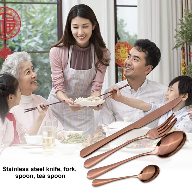 4 tk sööginõude komplekt roostevabast terasest lauanõude komplekt õhtusöögiks steigisupp teekahvel lusikas nuga söögiriistade komplekt Vastupidav