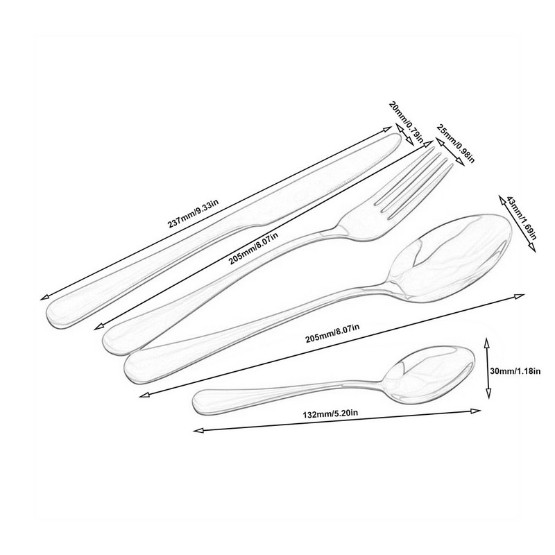 4 tk sööginõude komplekt roostevabast terasest lauanõude komplekt õhtusöögiks steigisupp teekahvel lusikas nuga söögiriistade komplekt Vastupidav