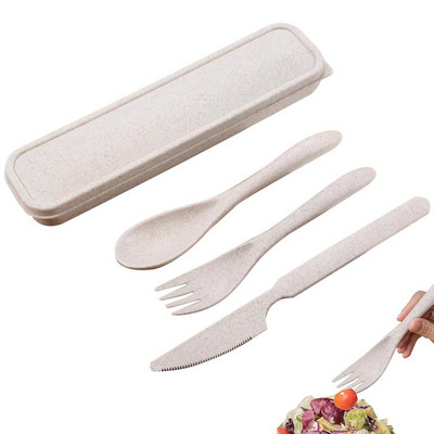 Set pribora za jelo Vilica Žlica Rezač Trodijelni stabljike pšenice Posuđe za djecu i odrasle Prijenosno posuđe za van Odijelo