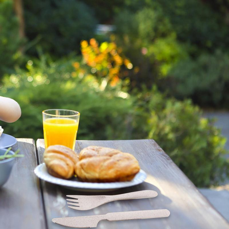 Set pribora za jelo Vilica Žlica Rezač Trodijelni stabljike pšenice Posuđe za djecu i odrasle Prijenosno posuđe za van Odijelo