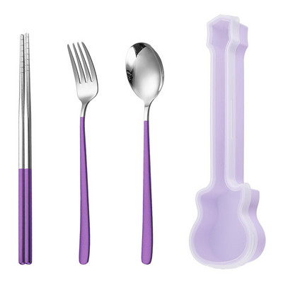 3Pcs od nehrđajućeg čelika Žlica Vilica Štapići Set pribora za jelo Vilica Žlica Štapići Set posuđa Set pribora za jelo Kutija za gitaru