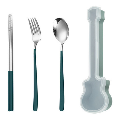 3Pcs od nehrđajućeg čelika Žlica Vilica Štapići Set pribora za jelo Vilica Žlica Štapići Set posuđa Set pribora za jelo Kutija za gitaru