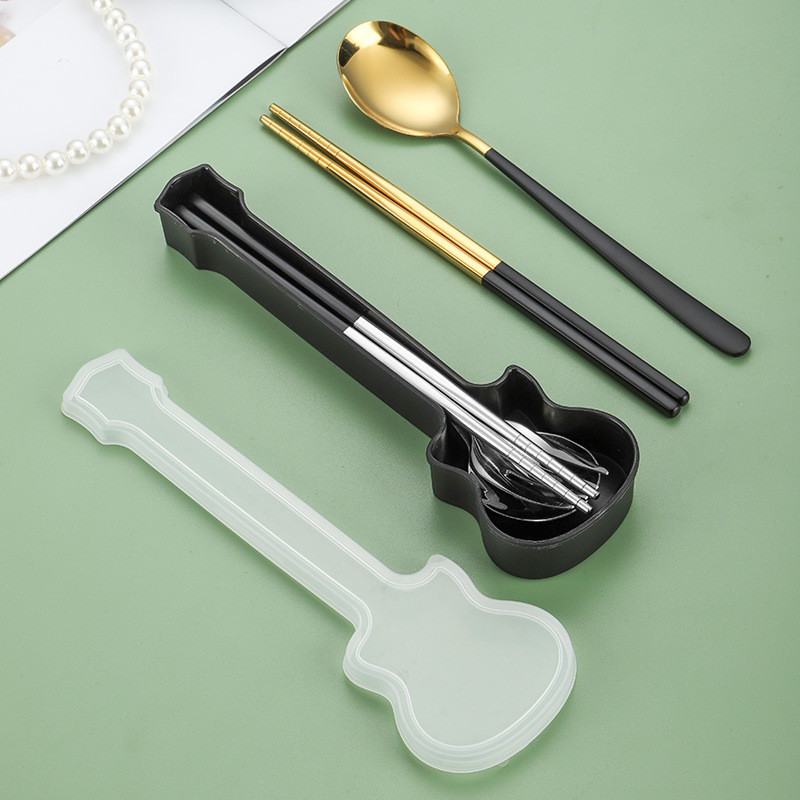 3Pcs od nehrđajućeg čelika Žlica Vilica Štapići Set pribora za jelo Vilica Žlica Štapići Set posuđa Set pribora za jelo Kutija za gitaru