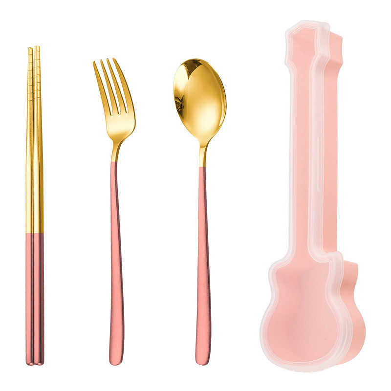 3Pcs od nehrđajućeg čelika Žlica Vilica Štapići Set pribora za jelo Vilica Žlica Štapići Set posuđa Set pribora za jelo Kutija za gitaru