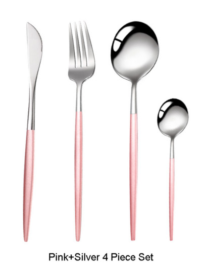 4 vnt/rinkinys juodo aukso stalo įrankių rinkinys 18/10 nerūdijančio plieno stalo reikmenų rinkinys Sidabrinių stalo reikmenų rinkinys Šaukštas Dropshipping vakarienės peilis šakutė