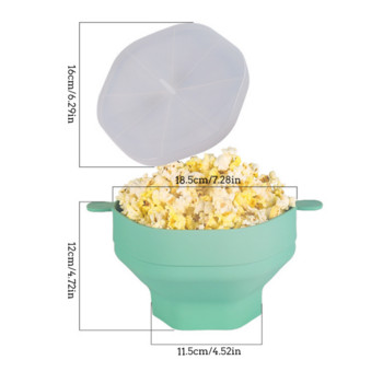 Домашна микровълнова фурна Popcorn Popper Силиконова машина за пуканки Сгъваема купа за микровълнова фурна с дръжки Кухненски аксесоари