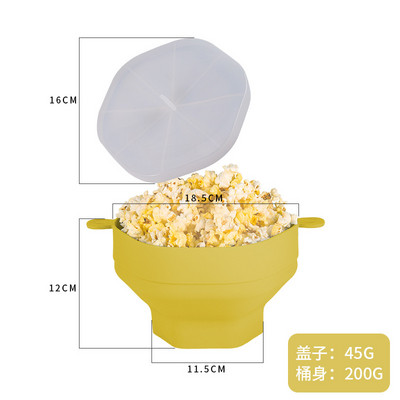 Pagrindinis mikrobangų krosnelės spragėsių spragėsis silikoninis spragėsių gamintojas Sulankstomas mikrobangų dubuo su rankenomis Virtuvės priedai