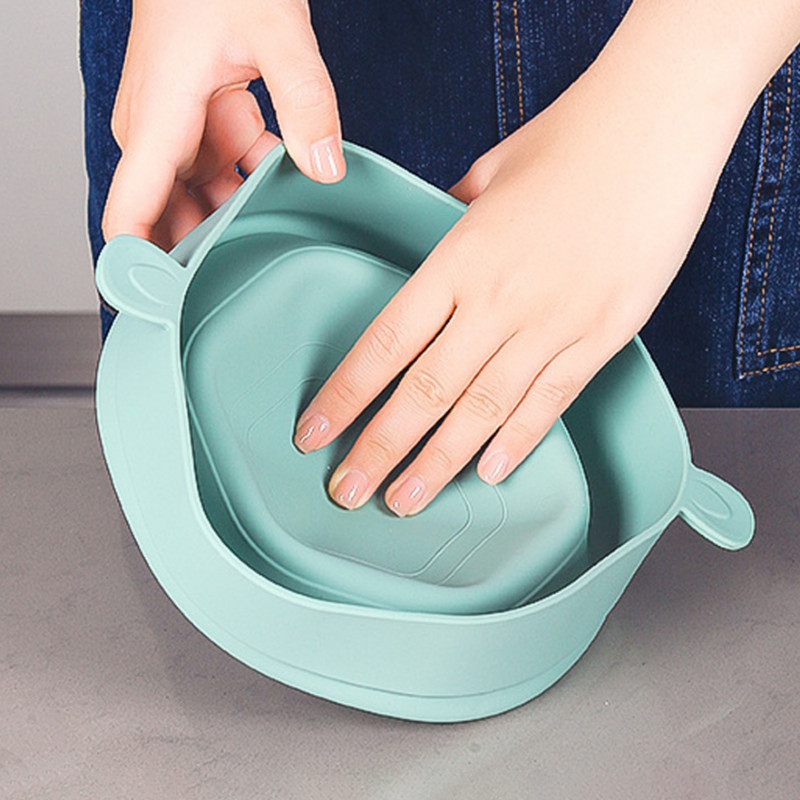 Pagrindinis mikrobangų krosnelės spragėsių spragėsis silikoninis spragėsių gamintojas Sulankstomas mikrobangų dubuo su rankenomis Virtuvės priedai