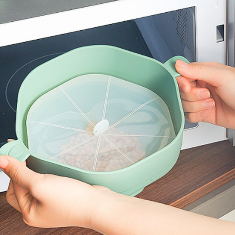 Pagrindinis mikrobangų krosnelės spragėsių spragėsis silikoninis spragėsių gamintojas Sulankstomas mikrobangų dubuo su rankenomis Virtuvės priedai