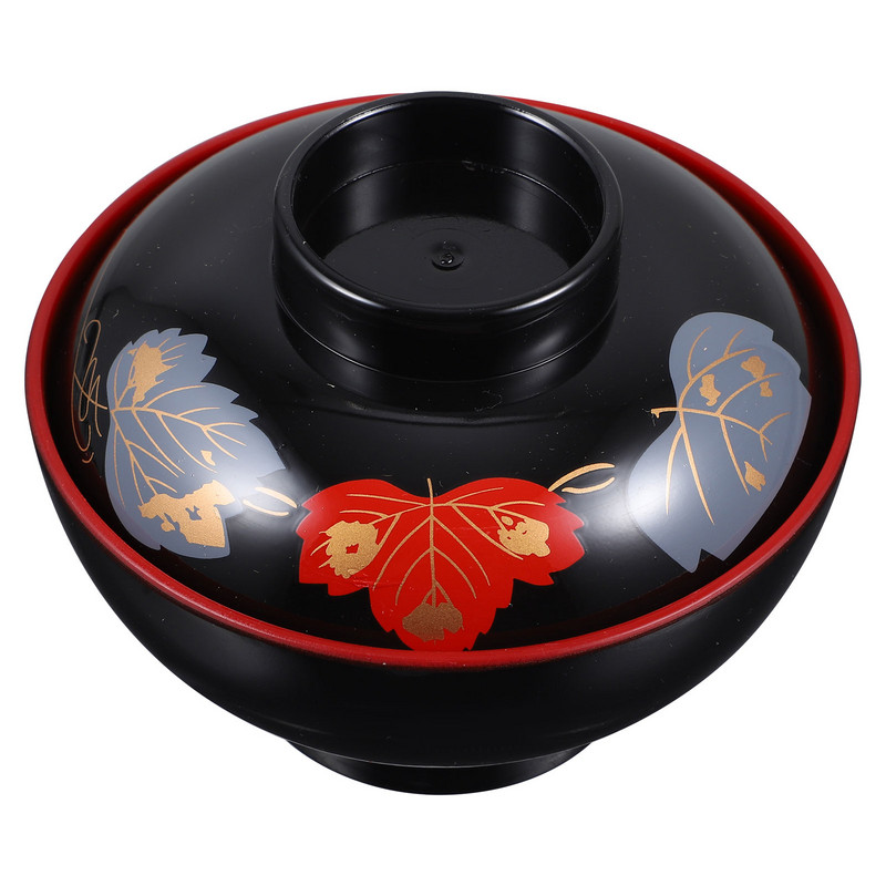 Japoniški ramen makaronai Miso dubuo maža sriuba Japoniškas maistas Patogus ryžių indelis su dangteliu Kinų virtuvės reikmenys plastikas