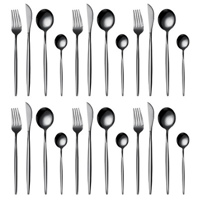 24 τμχ Σετ σερβίτσιο από ανοξείδωτο ατσάλι Μαχαίρι για μπριζόλα πιρούνι Κουτάλι καφέ Κουτάλι του γλυκού Πλατεράκια Πλένεται στο πλυντήριο πιάτων Επιτραπέζια κουζίνα