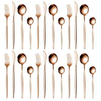 24 τμχ Σετ σερβίτσιο από ανοξείδωτο ατσάλι Μαχαίρι για μπριζόλα πιρούνι Κουτάλι καφέ Κουτάλι του γλυκού Πλατεράκια Πλένεται στο πλυντήριο πιάτων Επιτραπέζια κουζίνα