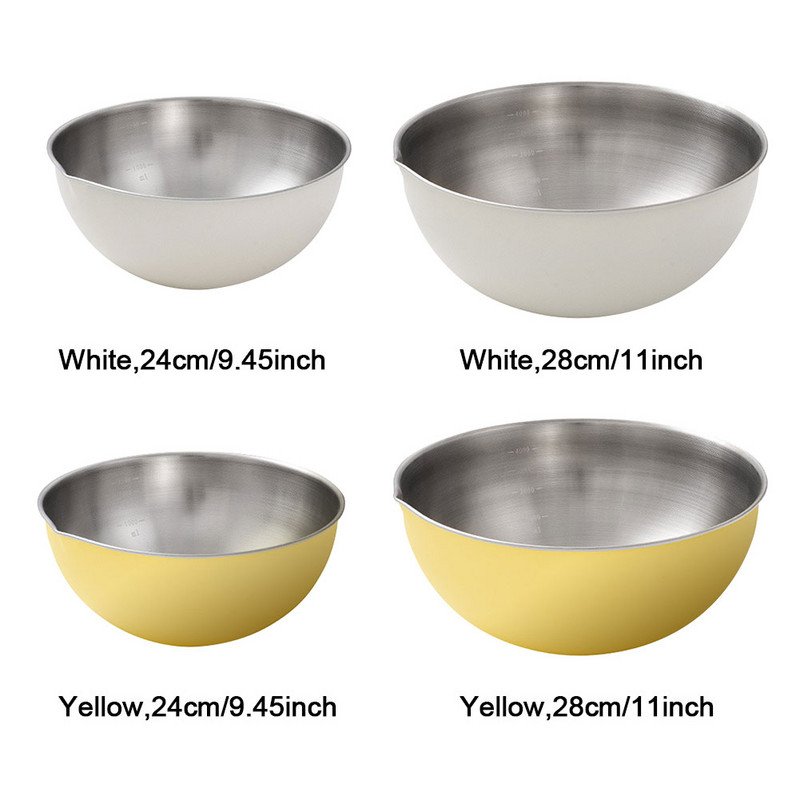 2500 ml de copt ușor pentru gătit bol de amestecare din oțel inoxidabil pentru salată antirugină bucătărie de acasă cu gura de scurgere cântar practic reutilizabil