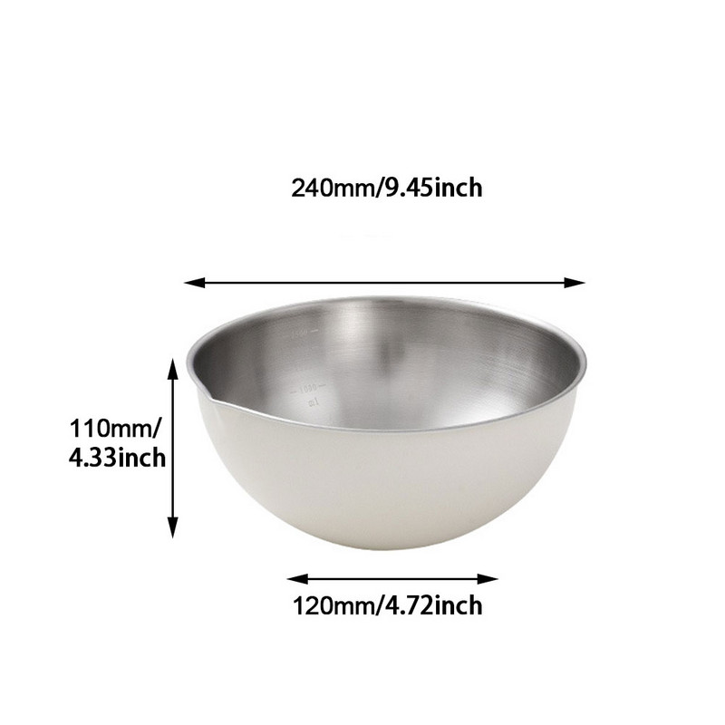 2500 ml de copt ușor pentru gătit bol de amestecare din oțel inoxidabil pentru salată antirugină bucătărie de acasă cu gura de scurgere cântar practic reutilizabil