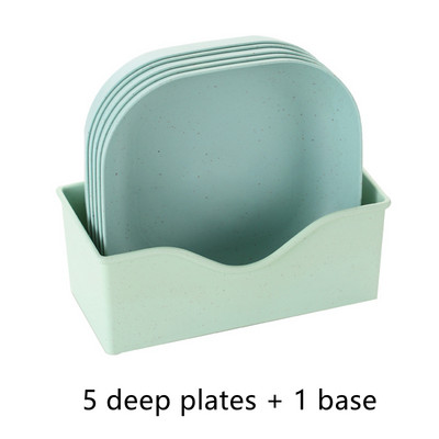 Комплект прибори за хранене от пшенична слама Комплект преносими прибори за хранене Комплект чинии за пикник Комплект купи за хранене Екологични чинии Комплект пластмасови съдове