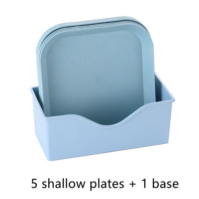 Комплект прибори за хранене от пшенична слама Комплект преносими прибори за хранене Комплект чинии за пикник Комплект купи за хранене Екологични чинии Комплект пластмасови съдове