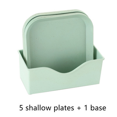 Комплект прибори за хранене от пшенична слама Комплект преносими прибори за хранене Комплект чинии за пикник Комплект купи за хранене Екологични чинии Комплект пластмасови съдове