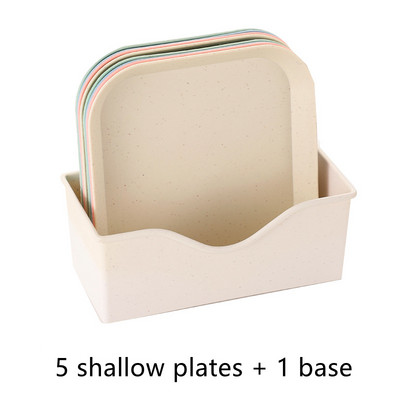 Комплект прибори за хранене от пшенична слама Комплект преносими прибори за хранене Комплект чинии за пикник Комплект купи за хранене Екологични чинии Комплект пластмасови съдове