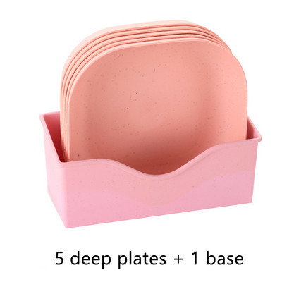 Комплект прибори за хранене от пшенична слама Комплект преносими прибори за хранене Комплект чинии за пикник Комплект купи за хранене Екологични чинии Комплект пластмасови съдове