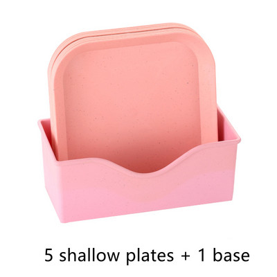 Комплект прибори за хранене от пшенична слама Комплект преносими прибори за хранене Комплект чинии за пикник Комплект купи за хранене Екологични чинии Комплект пластмасови съдове