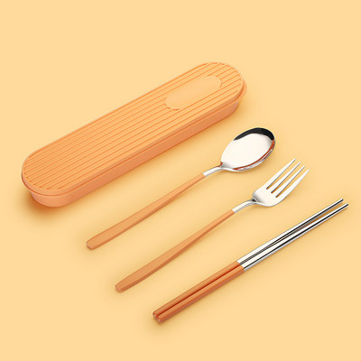 3 DB/Szett Kanál Villa Evőpálcika Szett Evőeszközök Evőeszközök Evőeszközök 304 Rozsdamentes acél doboztartóval Hordozható konyhai kiegészítők