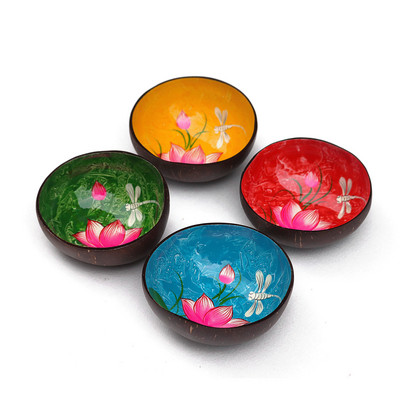 Smėlio spalvos natūraliai dekoruotas lukštas kokoso dubuo vaisių salotos makaronai ryžių dubuo mediniai jogurtiniai indai Rankdarbiai namų dekoracijos