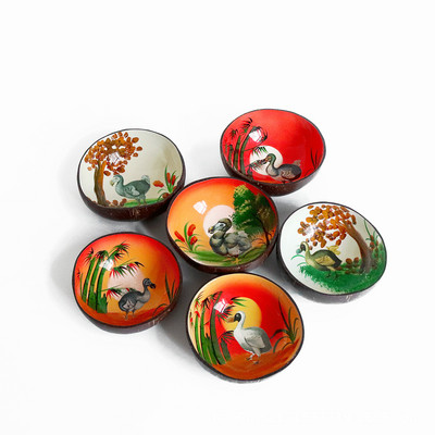 Smėlio spalvos natūraliai dekoruotas lukštas kokoso dubuo vaisių salotos makaronai ryžių dubuo mediniai jogurtiniai indai Rankdarbiai namų dekoracijos