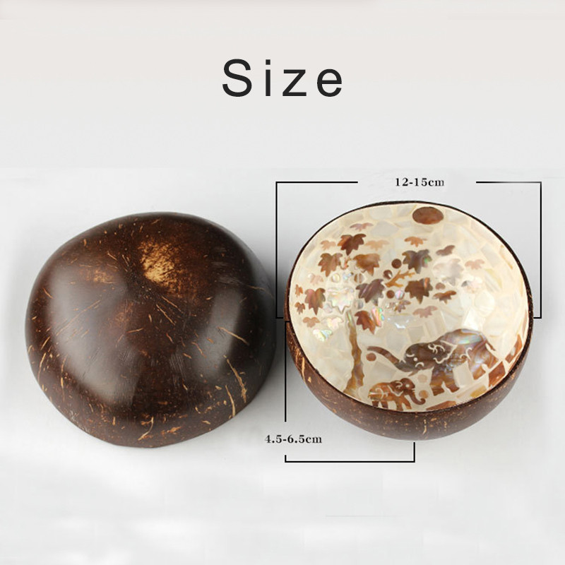 Smėlio spalvos natūraliai dekoruotas lukštas kokoso dubuo vaisių salotos makaronai ryžių dubuo mediniai jogurtiniai indai Rankdarbiai namų dekoracijos