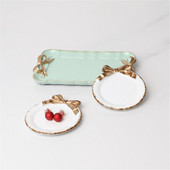 Δημιουργικό ρετρό επίχρυσο πιάτα για κέικ φρούτων Δίσκοι αποθήκευσης Πιάτο Υπέροχο επιδόρπιο με μοτίβο με φιόγκους Διακόσμηση σπιτιού 1 ΤΕΜ.