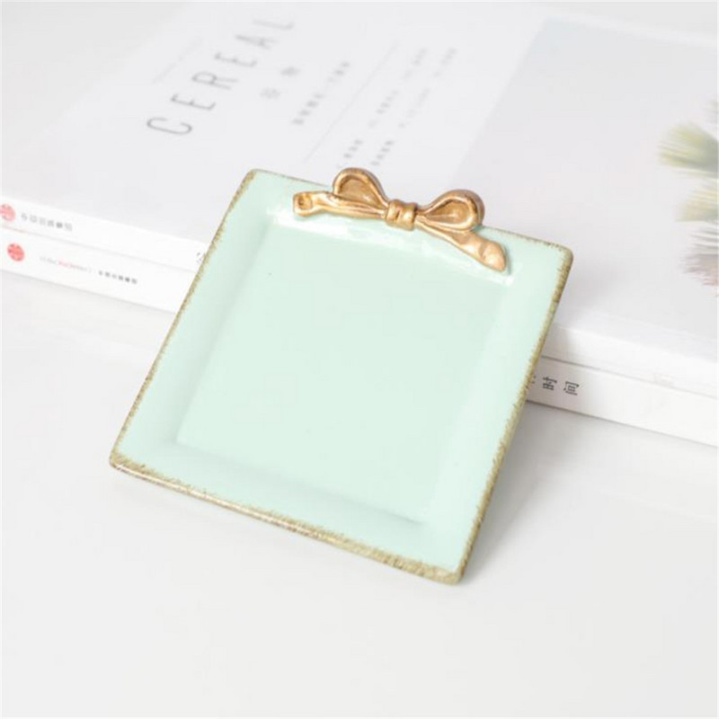 Δημιουργικό ρετρό επίχρυσο πιάτα για κέικ φρούτων Δίσκοι αποθήκευσης Πιάτο Υπέροχο επιδόρπιο με μοτίβο με φιόγκους Διακόσμηση σπιτιού 1 ΤΕΜ.