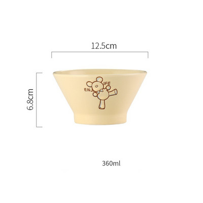 1 komad zdjele s šeširom od bambusa od 5 inča Japanska keramička zdjela za žutu rižu u boji ispod glazure mala zdjela s šeširom od bambusa visoka zdjela slatki crtić