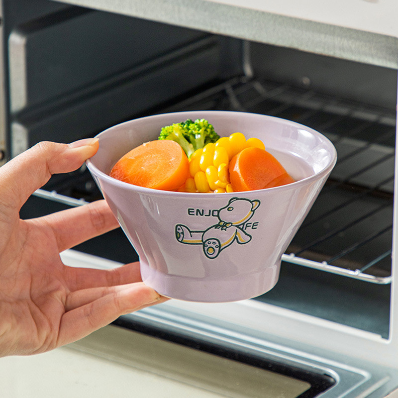 1 komad zdjele s šeširom od bambusa od 5 inča Japanska keramička zdjela za žutu rižu u boji ispod glazure mala zdjela s šeširom od bambusa visoka zdjela slatki crtić