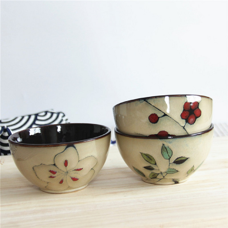 Loomingulised ja isikupärased keraamilised lauanõud majapidamises kasutatav riisikauss väike köögiviljakauss Jaapani stiilis ja tuuleahju glasuur